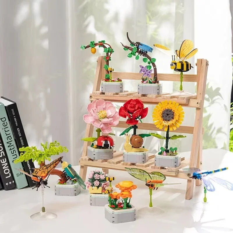 Insect & Flower Building Blocks – DIY Succulent Bouquet Toy