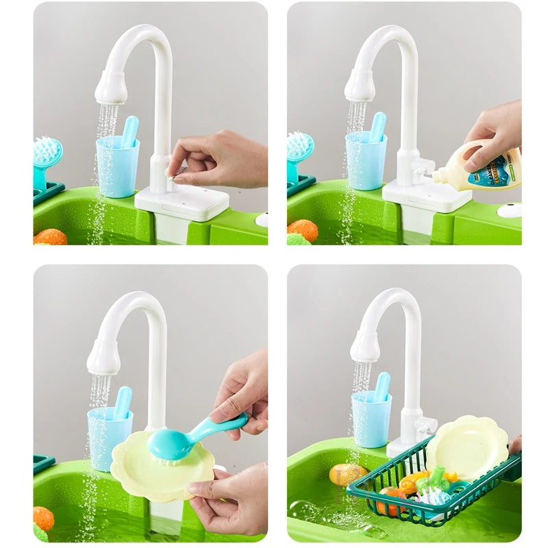 Kids Electric Dishwasher Toy – Pretend Play Kitchen Set