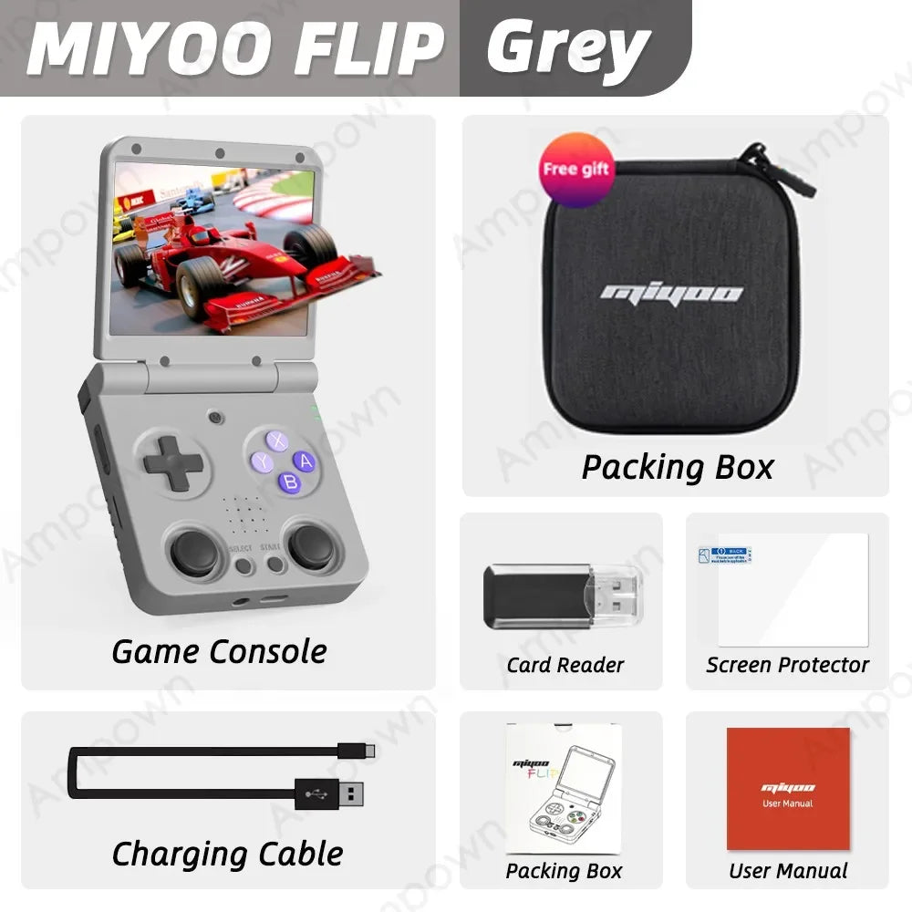 MIYOO Flip V2 Handheld Game Console – 3.5" IPS Screen
