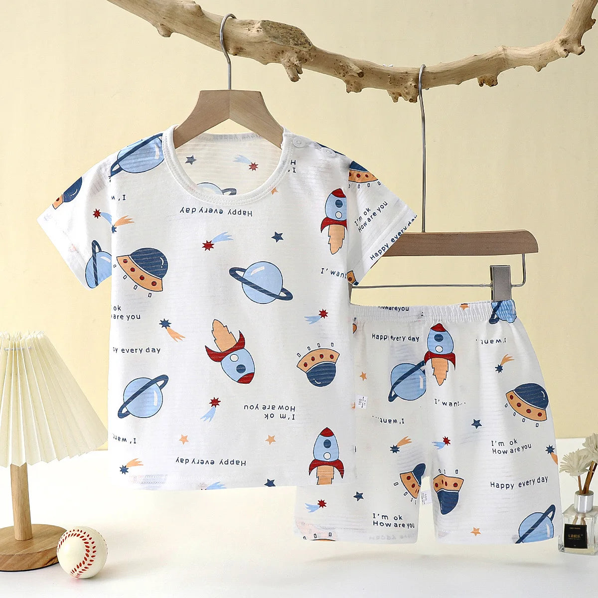 Cotton Baby Pajama Set – Cute Cartoon Short Sleeve Sleepwear