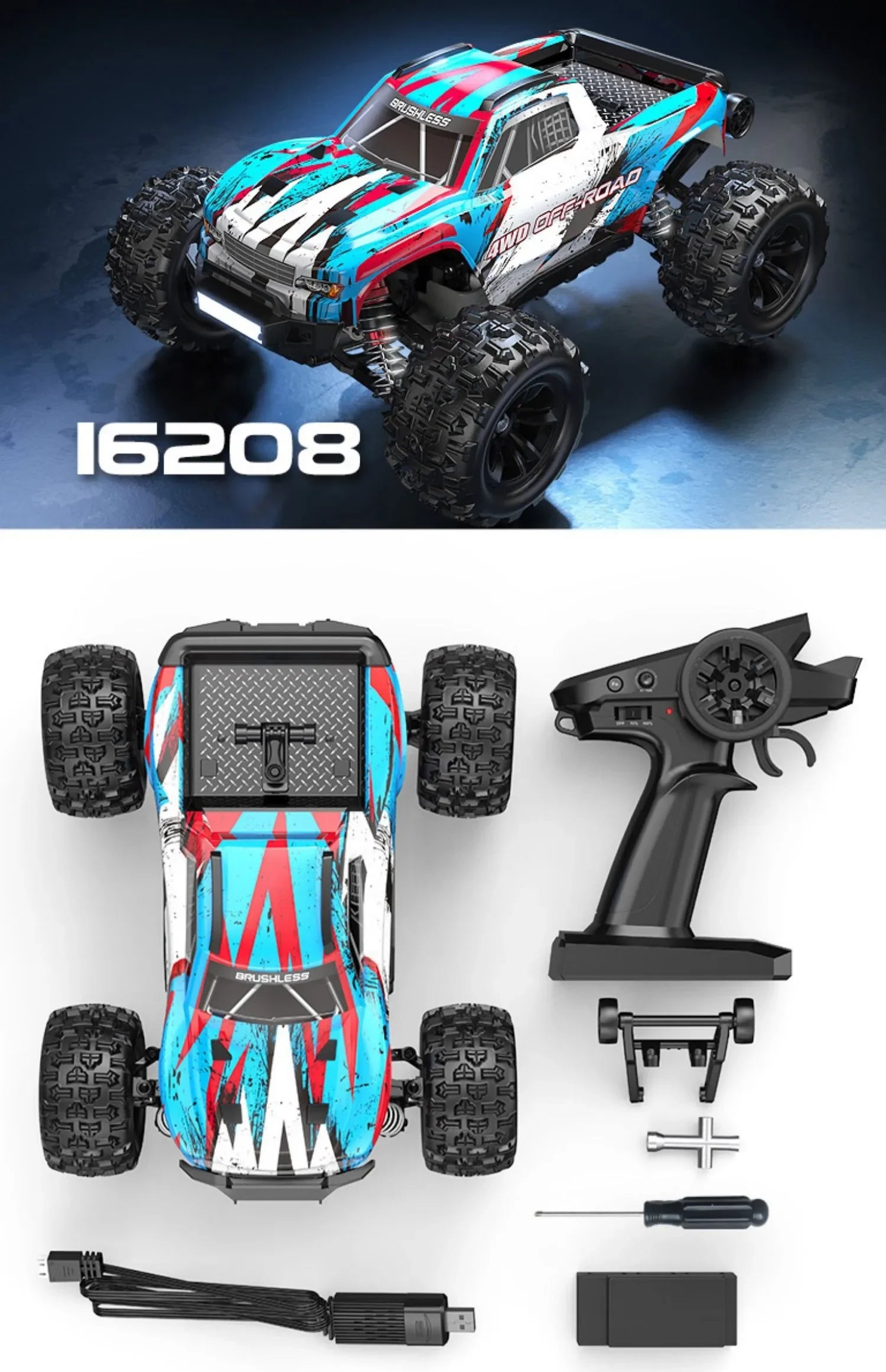 MJX Hyper Go 16208 Brushless RC Car – 1/16 Scale 4WD Pickup Truck