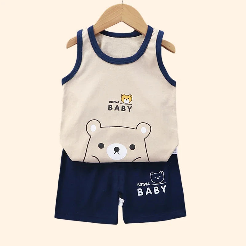 Kids Summer Vest & Shorts Set – Cotton Sleeveless Outfit