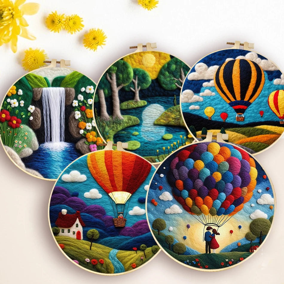 DIY Wool Felting Kit – Hot Air Balloon Handmade Picture