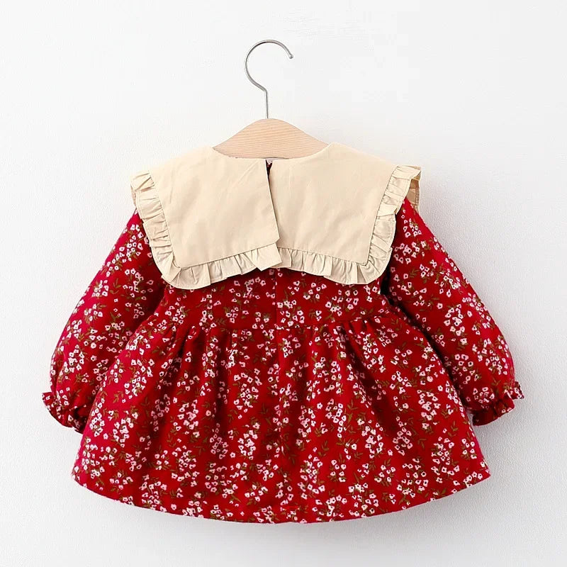 Girls Long Sleeve Printed Dress