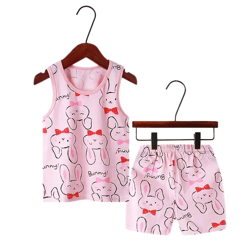 Kids Summer Pajama Set – Dinosaur Cartoon Vest & Shorts