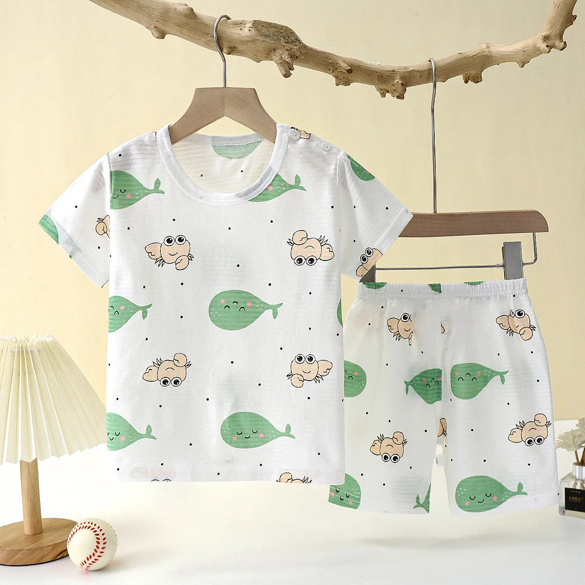 Cotton Baby Pajama Set – Cute Cartoon Short Sleeve Sleepwear