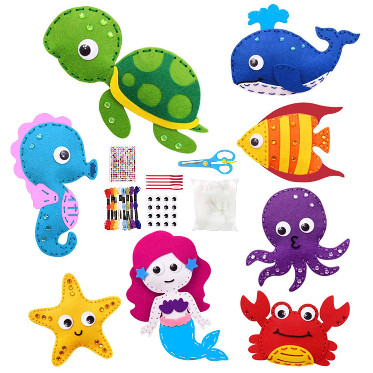 Kids Sea Animals Sewing Kit – Felt Plush Craft Set