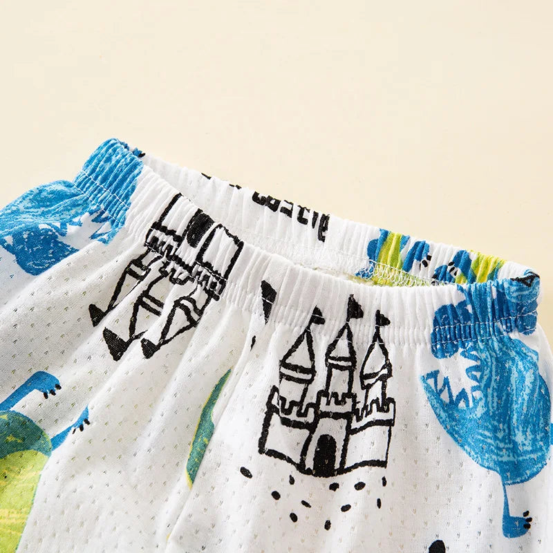 Kids Summer Pajama Set – Dinosaur Cartoon Vest & Shorts