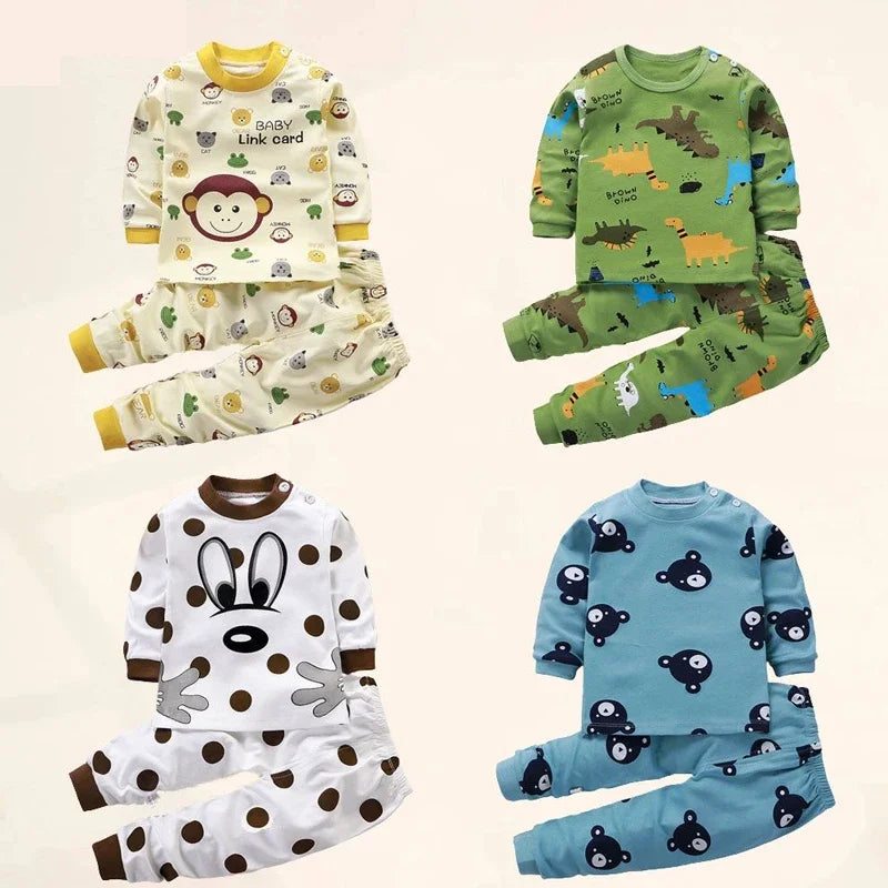 Kids Cotton Clothing Set – Autumn/Winter Pants & Sleepwear