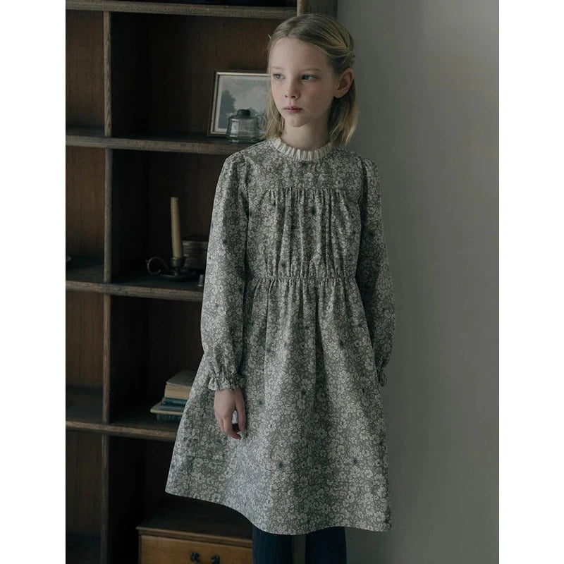 Girls Long Sleeve Floral Dress