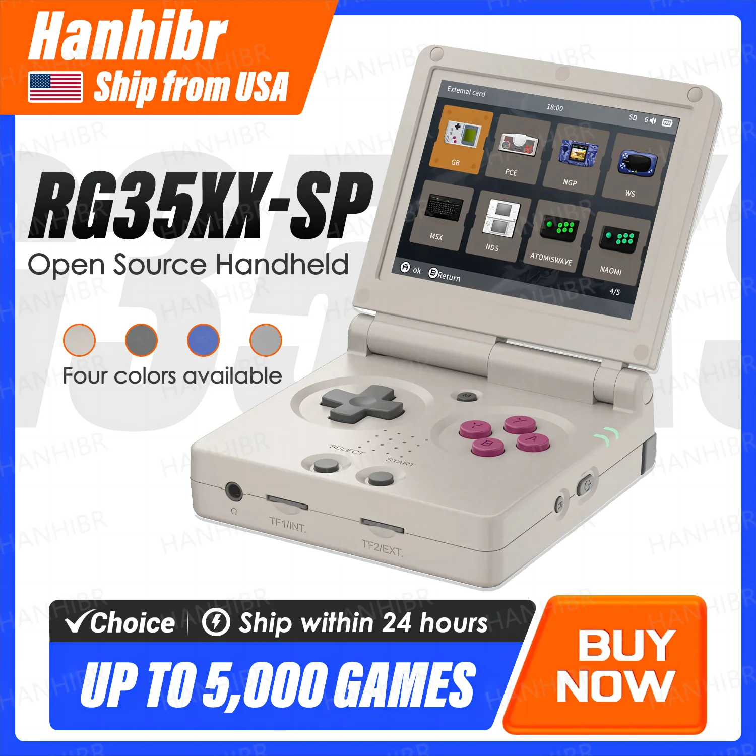 ANBERNIC RG35XXSP Flip Game Console – 3.5