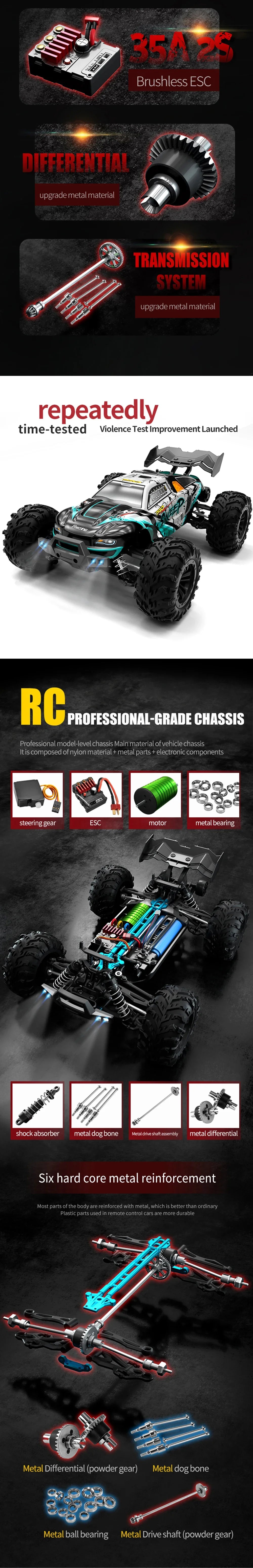 WLtoys 16101 Pro – 1/16 Scale 4WD High-Speed RC Car with LED Lights