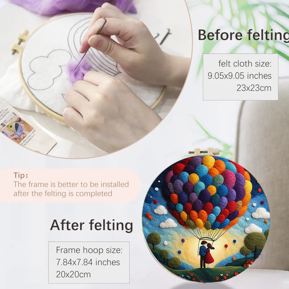 DIY Wool Felting Kit – Hot Air Balloon Handmade Picture