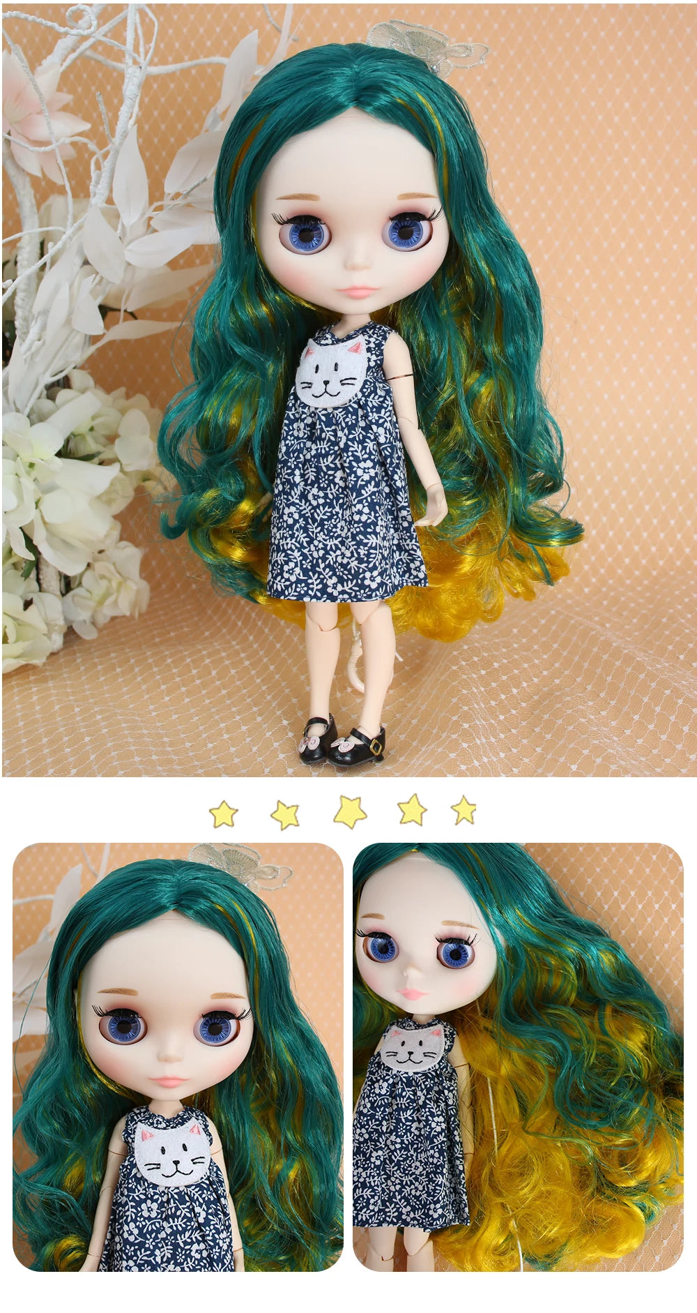 ICY DBS Blyth Doll Joint Body 30CM BJD Toy White Shiny Face and frosted Face with Extra Hands AB and Panel 1/6 DIY Fashion Doll