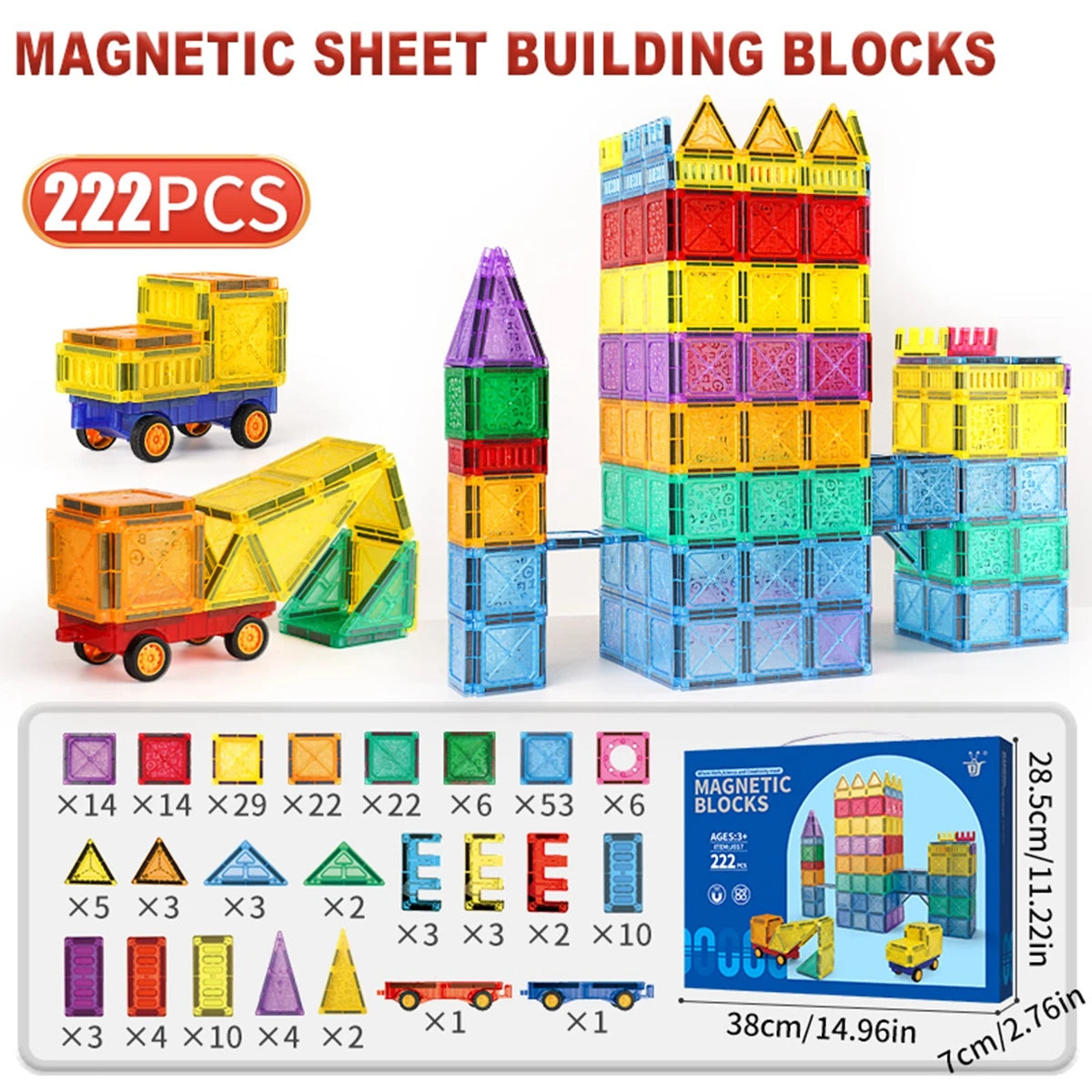 Magnetic Tiles Building Blocks – STEM Toy for Kids 3-8