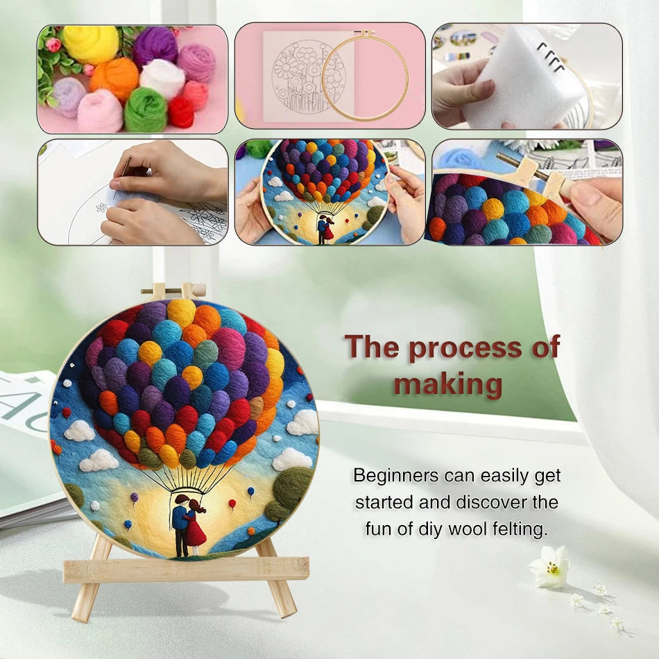 DIY Wool Felting Kit – Hot Air Balloon Handmade Picture