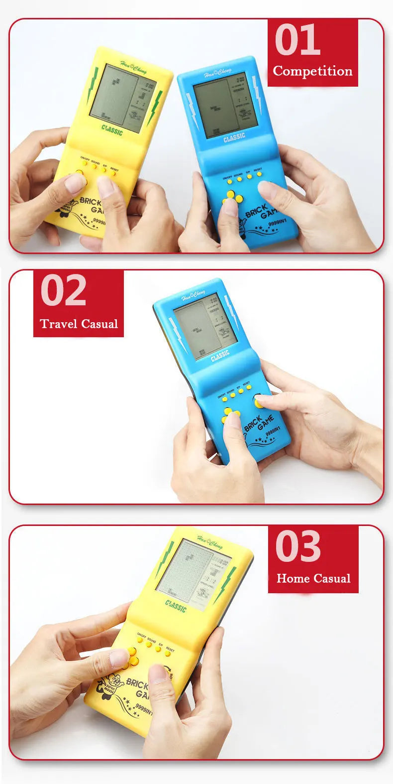 Classic Retro Handheld Tetris Game Console – Large Screen