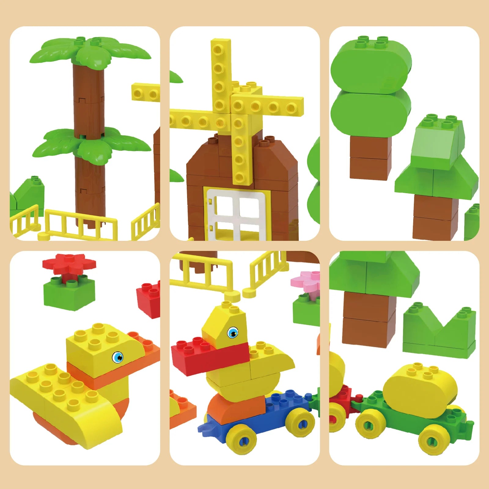 Stacking Train & Duck Farm Building Blocks – 94PCS Toddler Toy