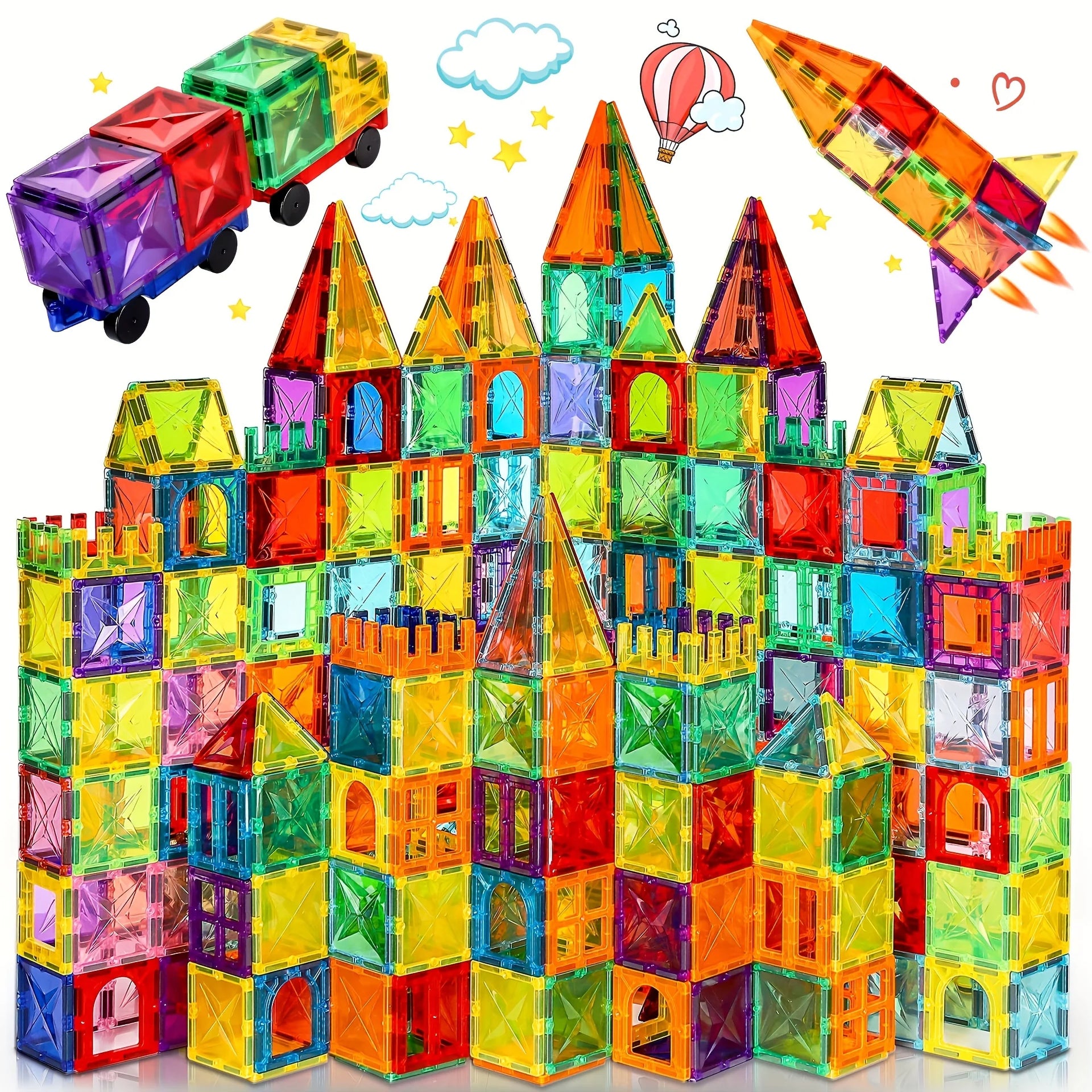 Magnetic Tiles Building Blocks – STEM Toy for Kids 3-8