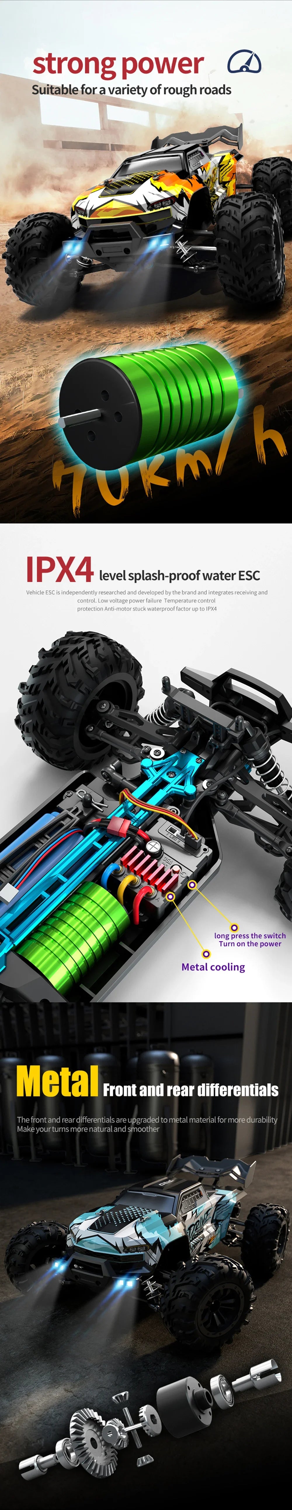 WLtoys 16101 Pro – 1/16 Scale 4WD High-Speed RC Car with LED Lights