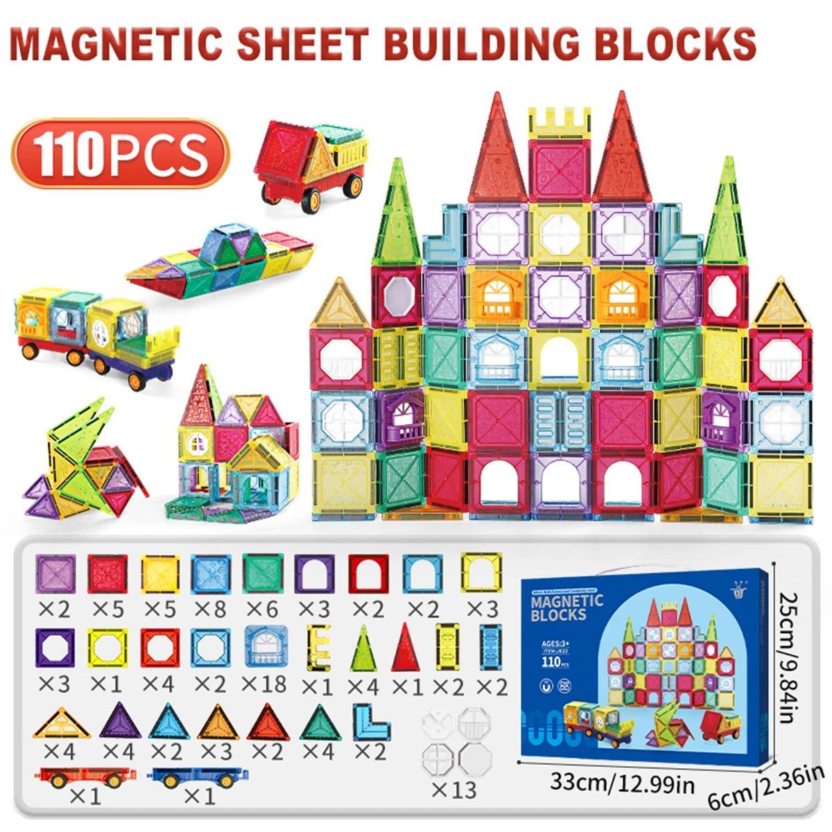 Magnetic Tiles Building Blocks – STEM Toy for Kids 3-8