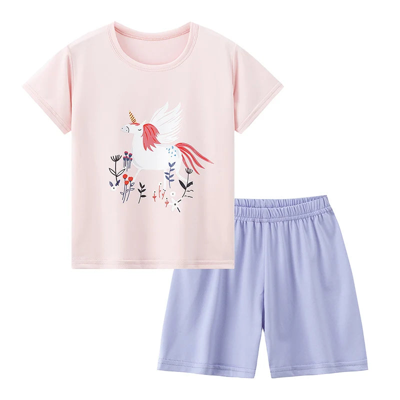 2-Piece Kids Summer Set – Short Sleeve Top & Shorts