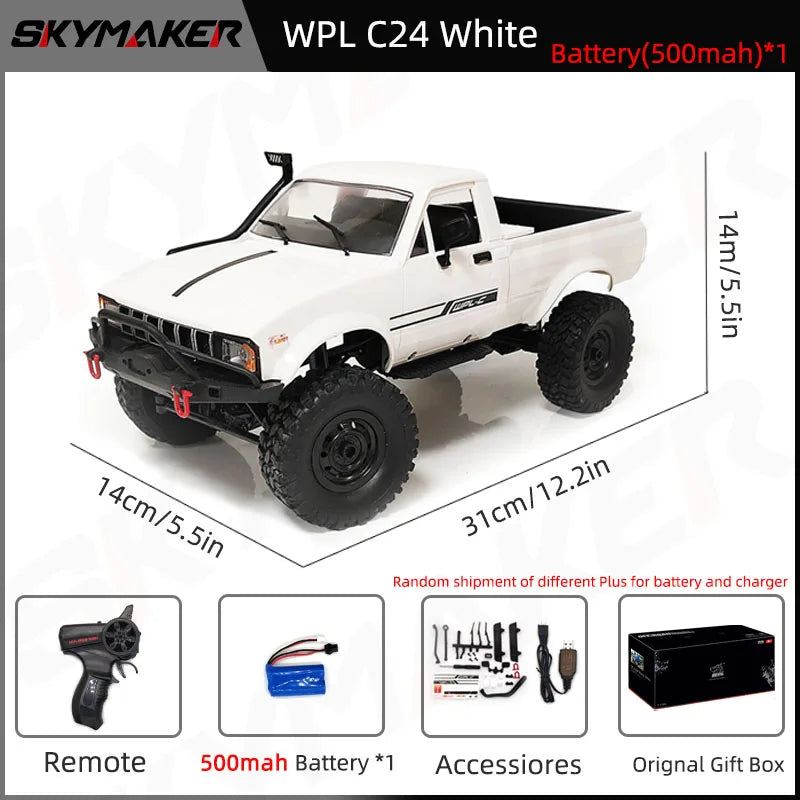 WPL C24-1 RC Car – 1:16 4WD Rock Crawler with LED Lights
