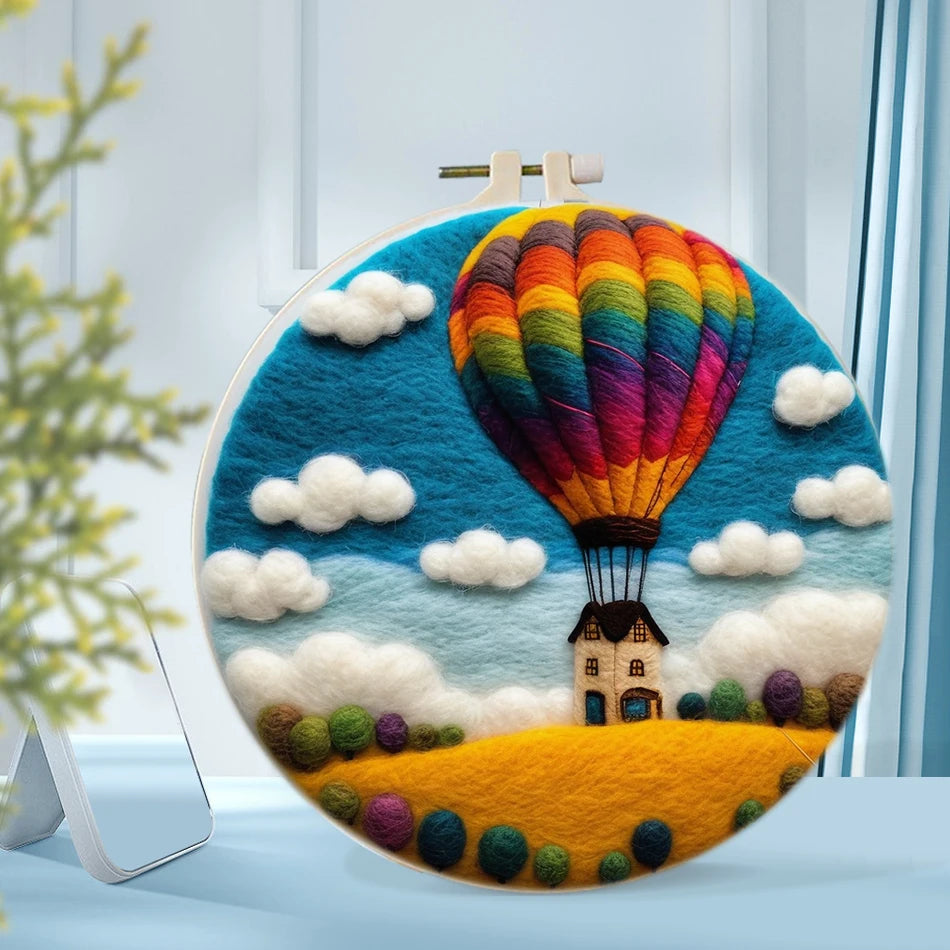 DIY Wool Felting Kit – Hot Air Balloon Handmade Picture
