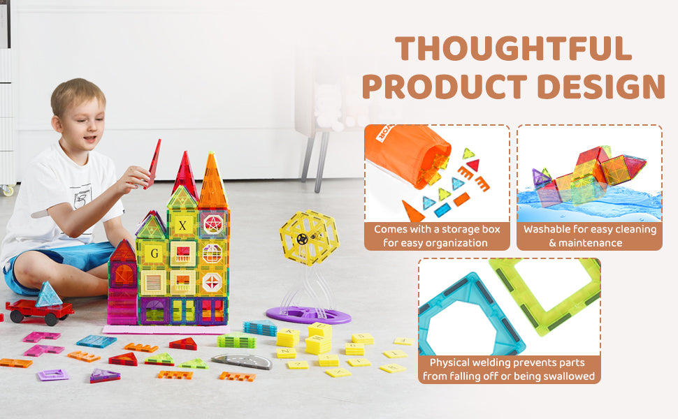 SucceBuy 181PCS Magnetic Tiles – Montessori Building Blocks